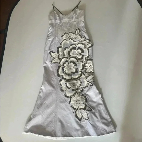 Carolina Herrera Maxi Dress Gown 12 Runway Hand Painted Floral Formal Mermaid - Picture 4 of 16